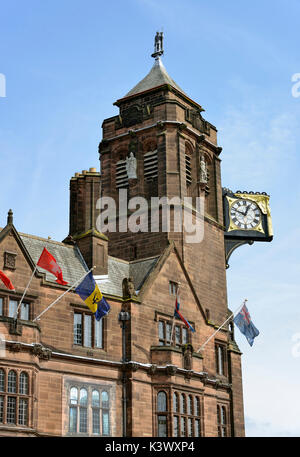 Clock Tower of Coventry Council House, High Street, Coventry, Warwickshire Tudor-style Grade II-listed building opened 1920 Stock Photo