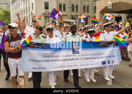 Montreal, CANADA - 20 August 2017: 2nd Canadian Division and Joint task Force from Canadian Armed Forces at Montreal Gay Pride Parade Stock Photo
