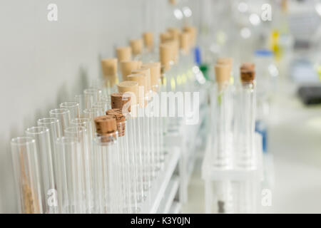 Chemical test tubes in laboratory. Healthcare and biotechnology concept Stock Photo