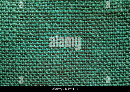 Texture of green linen cloth. Fabric texture background Stock Photo