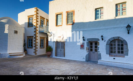 White architecture of Chora village on Patmos island in Greece. Stock Photo