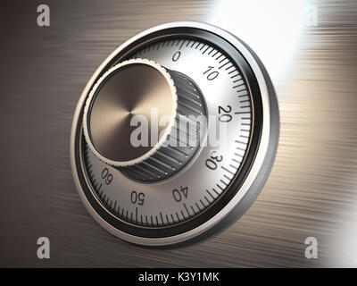 Safe vault lock on metal door. 3d illustration Stock Photo