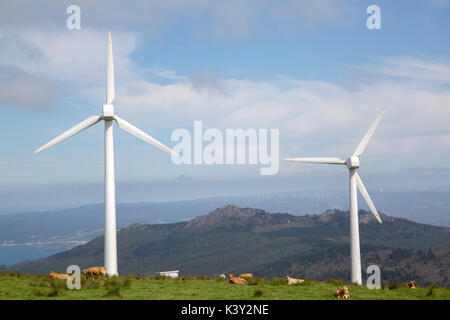 Wind Turbine at Vixia Herbeira, Ortigueira, Galicia; Spain Stock Photo