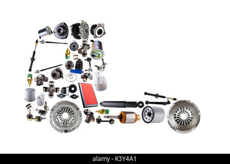 Images truck assembled from new spare parts. Cargo shop Stock Photo