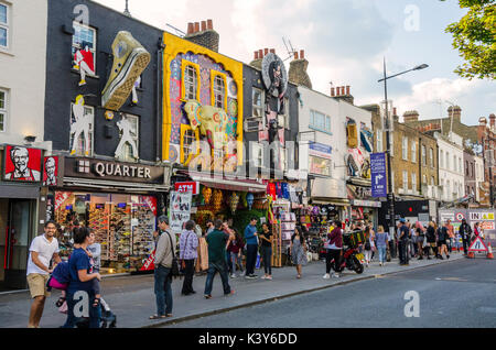 A busy view of Camden Town High Street in London. Stock Photo
