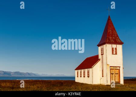 Picturesque church in Hellnar, Iceland. Stock Photo