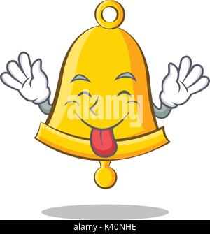 Tongue out school bell character cartoon Stock Vector