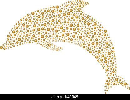 Dolphin made of brown balls on white background Stock Vector