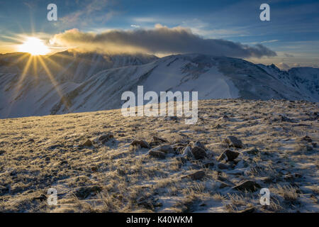 Grizzly Peak, as well as Torreys Peak, on  a winter hike in the Colorado high country. Stock Photo