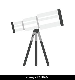 Vector flat style illustration of telescope. Icon for web. Isolated on white background. Stock Vector