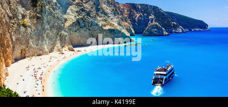 Beautiful Porto Katsiki beach,Lefkada island,Greece.Panoramic view. Stock Photo