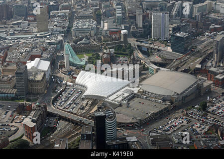 aerial view of Manchester Arena & Manchester Victoria station, UK Stock Photo