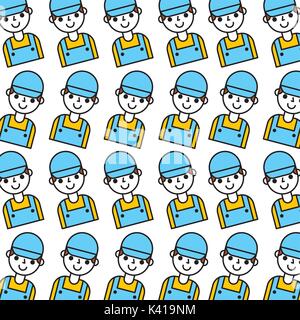 cartoon man repair service garage seamless pattern design Stock Vector