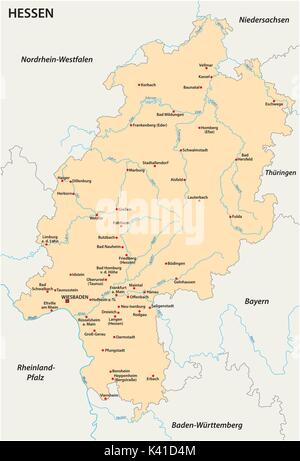 Hesse state vector map in german language Stock Vector