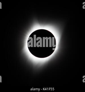 Sun eclipse August 21, 2017 at Agate Fossil Beds National Monument in Nebraska, USA Stock Photo