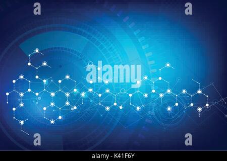Futuristic Cyber technology blue and white abstract background with hexagon chain connection dot line and shadows element Vector illustration eps10 Stock Vector