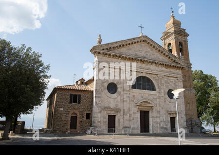 Madonna del Soccorso Church in the pretty hill town of Montalcino in Val d'Orcia, Tuscany Italy Europe EU Stock Photo