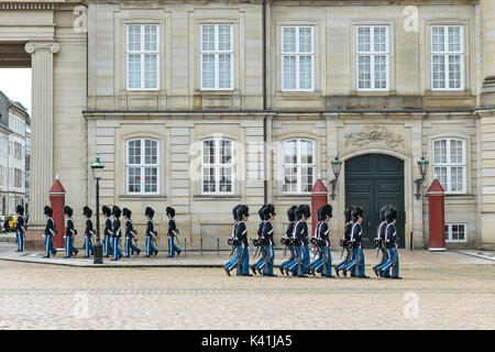 Copenhagen, Denmark - July 24, 2017: Changing of guards at Amalienborg Palace Square in Copenhagen, Denmark Stock Photo