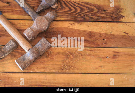 Group of  old oxide vintage tools. Hammers Stock Photo