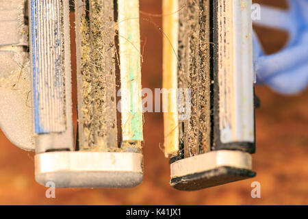 Group of  old oxide vintage tools. Save manuAL machine Stock Photo