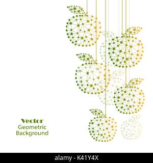 Colorful apples made of connected lines and dots. Stock Vector
