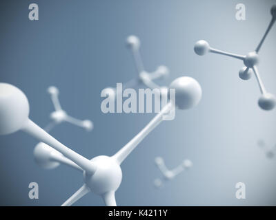 White molecule structure. 3D rendering. Stock Photo