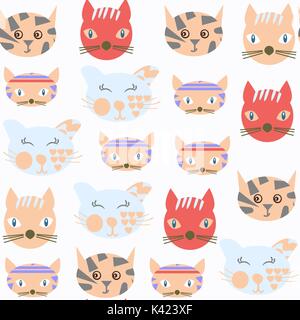Cats seamless pattern. It is located in swatch menu, vector image. Colorful background Stock Vector