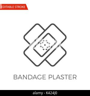 Bandage Plaster Thin Line Vector Icon. Flat Icon Isolated on the White Background. Editable Stroke EPS file. Vector illustration. Stock Vector
