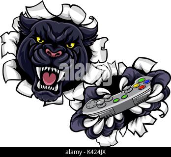 Black Panther Holding Basket Ball Mascot Stock Vector Image & Art - Alamy