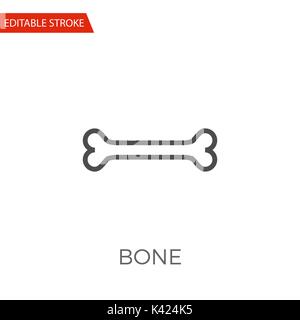 Bone Thin Line Vector Icon. Flat Icon Isolated on the White Background. Editable Stroke EPS file. Vector illustration. Stock Vector