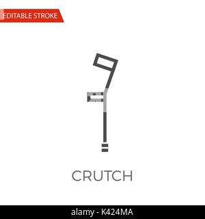 Crutch Thin Line Vector Icon. Flat Icon Isolated on the White Background. Editable Stroke EPS file. Vector illustration. Stock Vector