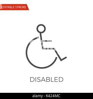 Disabled Thin Line Vector Icon. Flat Icon Isolated on the White Background. Editable Stroke EPS file. Vector illustration. Stock Vector