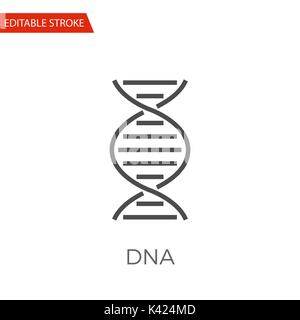 DNA Thin Line Vector Icon. Flat Icon Isolated on the White Background. Editable Stroke EPS file. Vector illustration. Stock Vector