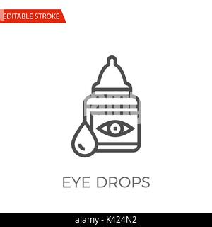 Eye Drops Thin Line Vector Icon. Flat Icon Isolated on the White Background. Editable Stroke EPS file. Vector illustration. Stock Vector