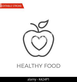 Healthy Food Thin Line Vector Icon. Flat Icon Isolated on the White Background. Editable Stroke EPS file. Vector illustration. Stock Vector