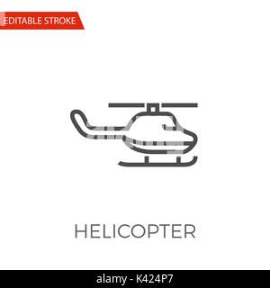 Helicopter Thin Line Vector Icon. Flat Icon Isolated on the White Background. Editable Stroke EPS file. Vector illustration. Stock Vector