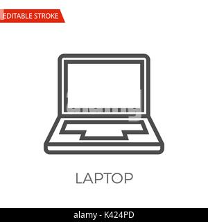 laptop Thin Line Vector Icon. Flat Icon Isolated on the White Background. Editable Stroke EPS file. Vector illustration. Stock Vector