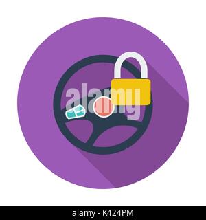 Car Steering Wheel. Single flat color icon. Vector illustration. Stock Vector