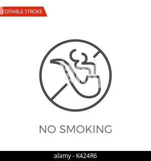 No Smoking Thin Line Vector Icon. Flat Icon Isolated on the White Background. Editable Stroke EPS file. Vector illustration. Stock Vector
