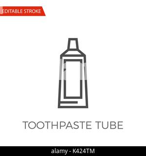 Toothpaste Tube Thin Line Vector Icon. Flat Icon Isolated on the White Background. Editable Stroke EPS file. Vector illustration. Stock Vector