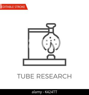 Tube Research Thin Line Vector Icon. Flat Icon Isolated on the White Background. Editable Stroke EPS file. Vector illustration. Stock Vector