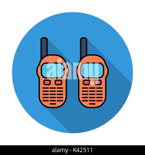 Portable radio. Single flat color icon on the circle. Vector illustration. Stock Vector