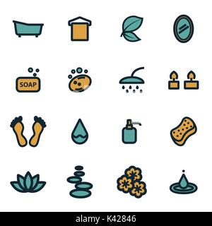 Vector flat spa icons set on white background Stock Vector