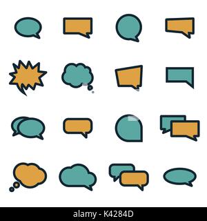 Vector flat speech bubbles icons set on white background Stock Vector