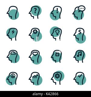 Vector flat thoughts icons set on white background Stock Vector
