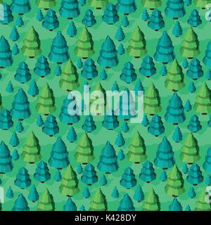 Seamless pattern with isometric trees Stock Vector