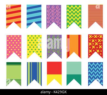Background with flat colorful streamers for holiday design. Carnival party serpentine decoration for your banner and greeting card design. Stock Vector