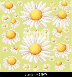 Bouquet realistic daisy, camomile flowers on white background. Vector illustration card camomile tea medical Web site page and mobile app design vecto Stock Vector