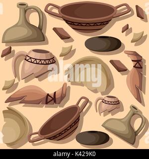 Archeology and paleontology concept archaeological excavation Web site page and mobile app design vector element. ancient history achaeologists uneart Stock Vector