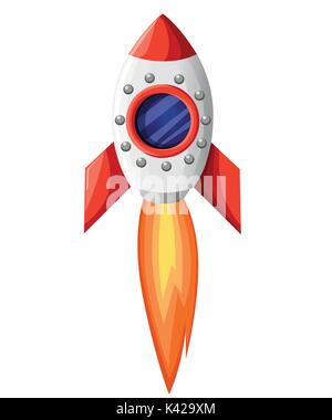 Space Rocket Start Up and Launch Symbol New Businesses Innovation Development Flat Design Icons Set Template Vector Illustration Stock Vector